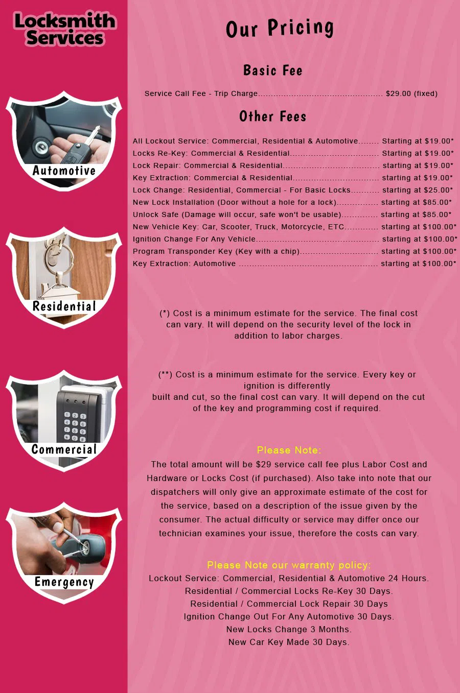 Penns Grove NJ Locksmith Store Penns Grove, NJ 856-925-1070 - price-list-c-18
